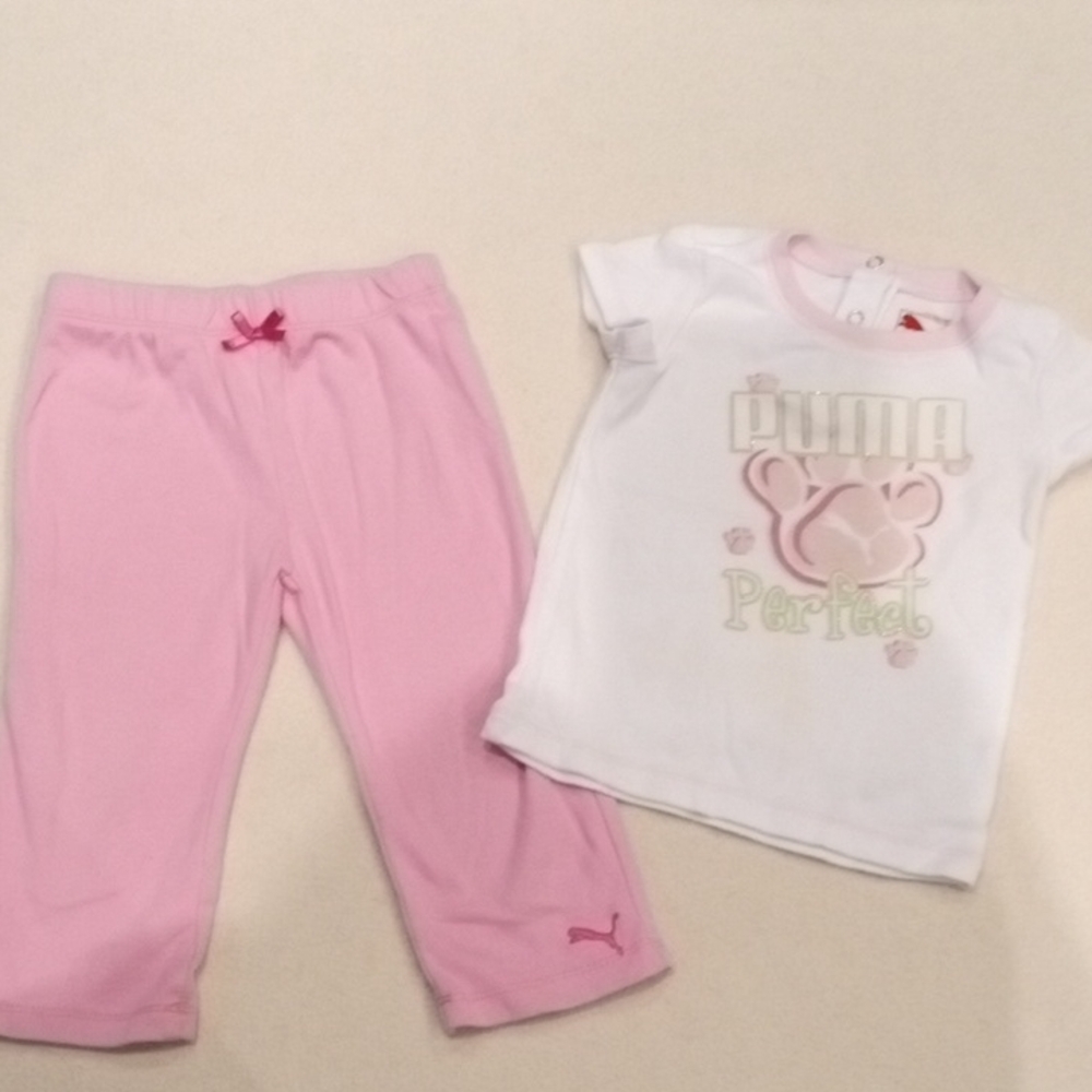 Puma Kids Pajamas Set - Pink and White
